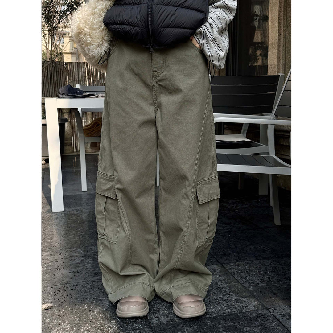 Damen Weite Cargo-Baggy-Hose mit großen Pattentaschen Drune