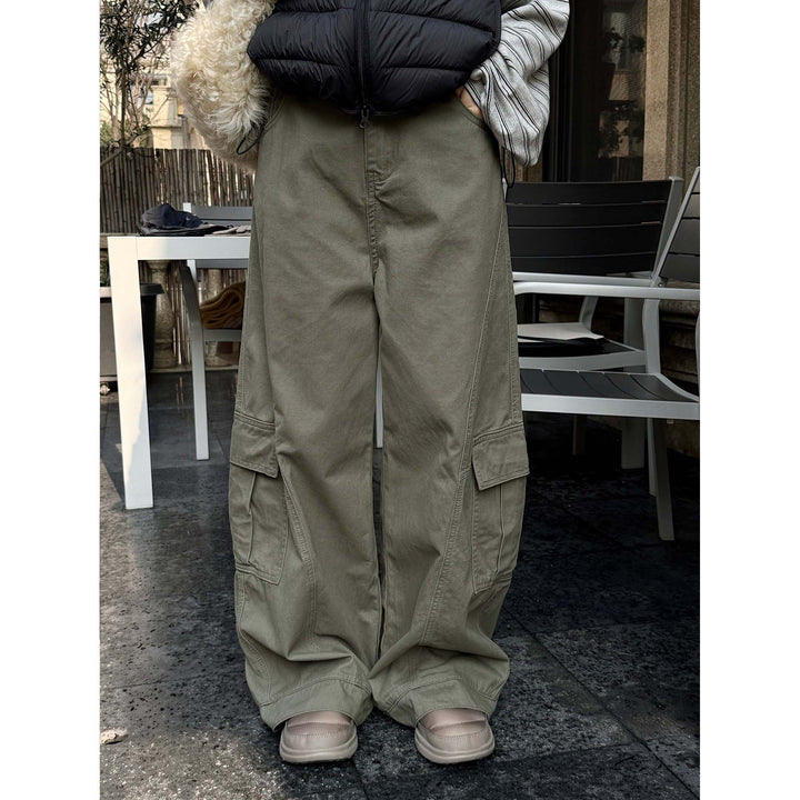 Damen Weite Cargo-Baggy-Hose mit großen Pattentaschen Drune