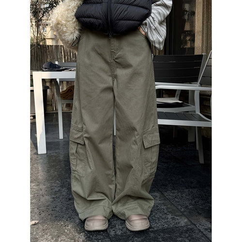 Damen Weite Cargo-Baggy-Hose mit großen Pattentaschen Drune