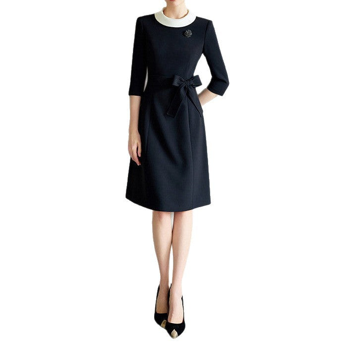 Damen Elegantes Midikleid mit Taillengürtel Drune