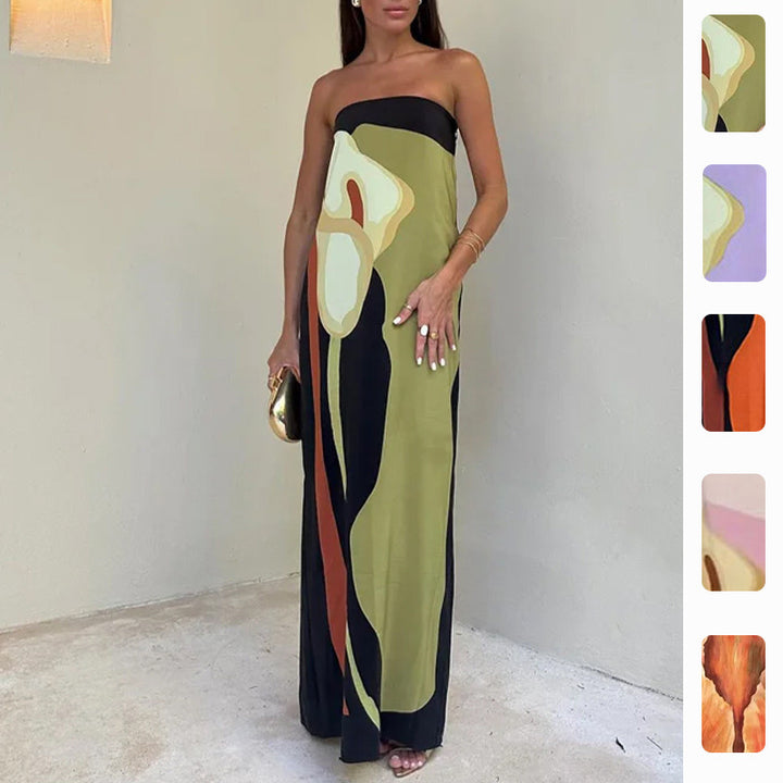 Damen Maxi-Kleid im modernen Kunststil Drune