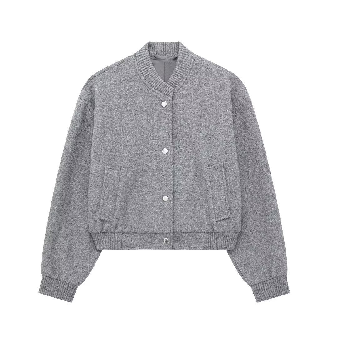 Damen modische Sweatjacke im sportlichen Stil mit Knopfleiste Drune