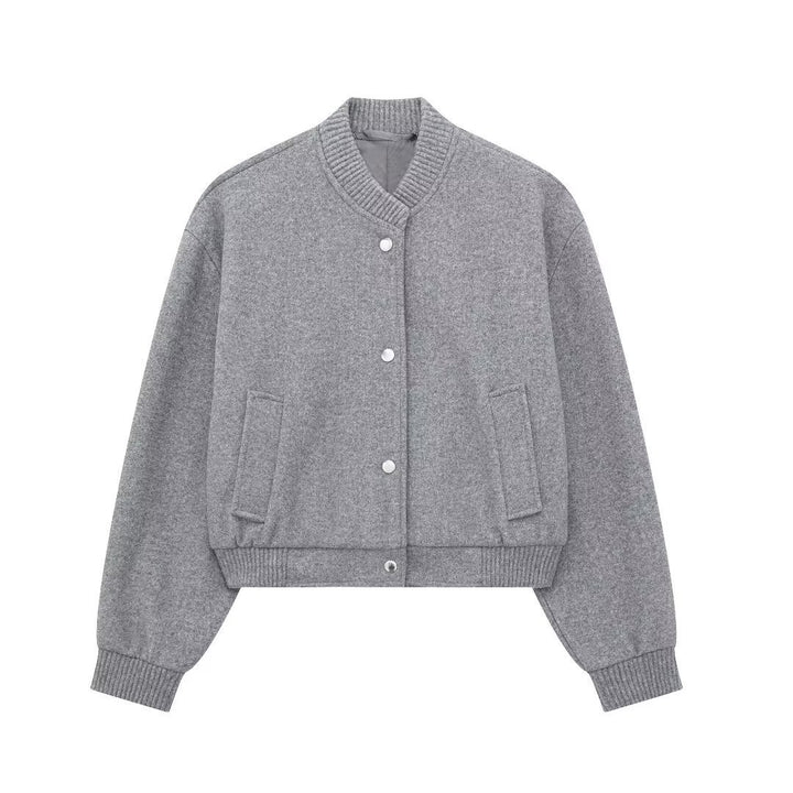 Damen modische Sweatjacke im sportlichen Stil mit Knopfleiste Drune