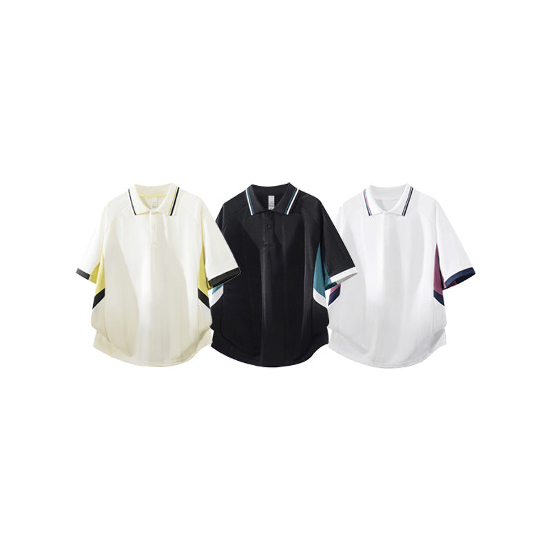 Unisex Boxy Oversize Polo-Shirt aus technischem Funktionsjersey mit Kontrastpaneelen und Raglanärmeln Drune