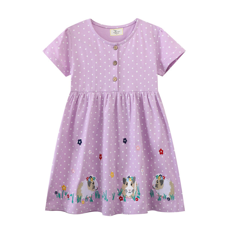 Mädchen Freizeitkleid mit liebevollem Tier- und Blütenmotiv Drune