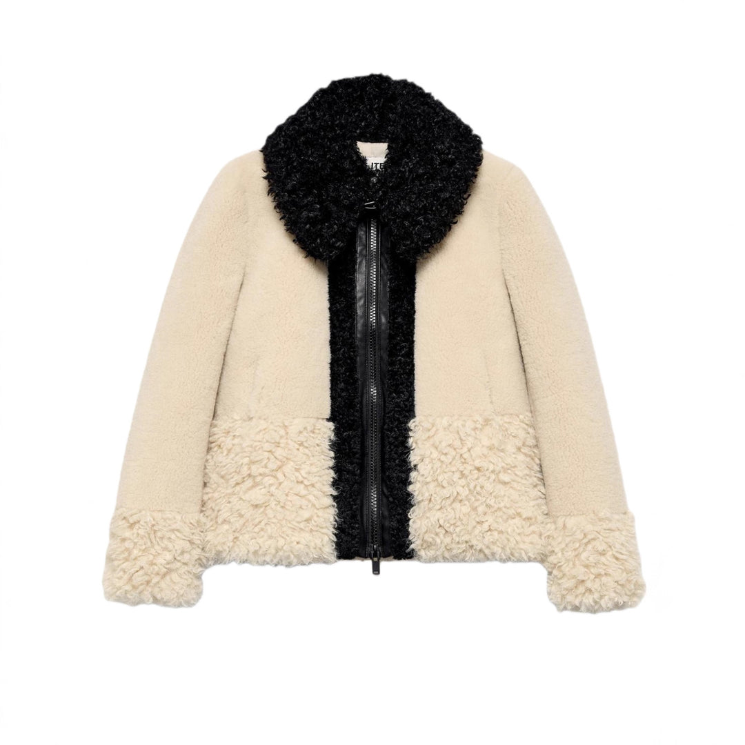 Damen Teddy-Fleece-Blousonjacke mit kontrastierendem Kunstfellkragen Drune