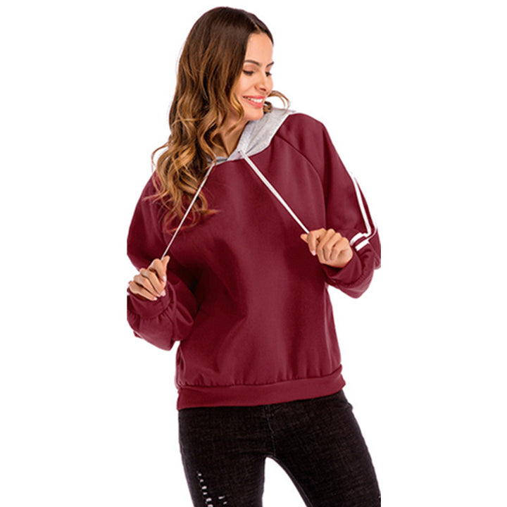 Damen modischer Kapuzenpullover mit kontrastierenden Ärmeln und lässigem Schnitt Drune