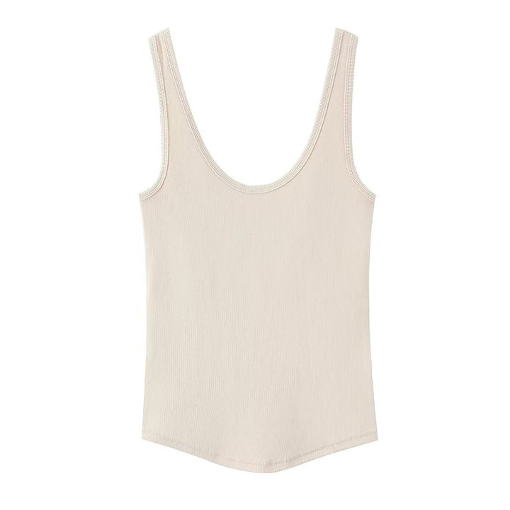 Damen hochwertiges Rippen-Top mit elegantem Rundhals und bequemer Passform Drune