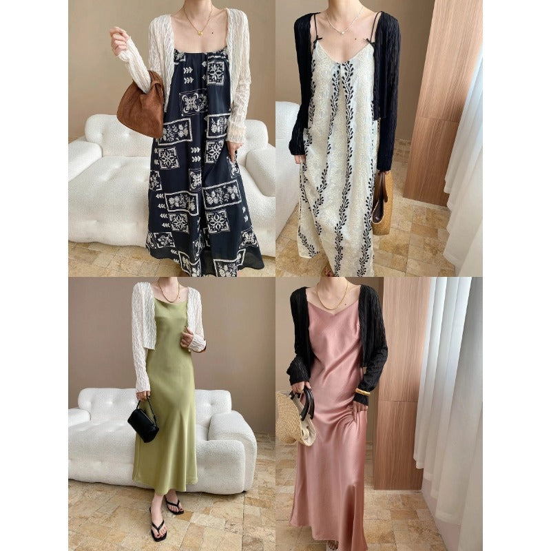 Damen elegantes Maxikleid mit Tüllbolero Drune