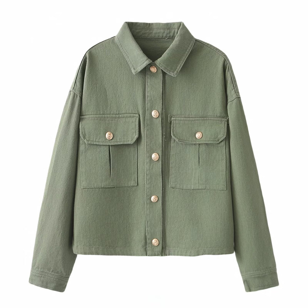 Damen Oversize-Utility-Jacke aus Twill mit aufgesetzten Brusttaschen Drune