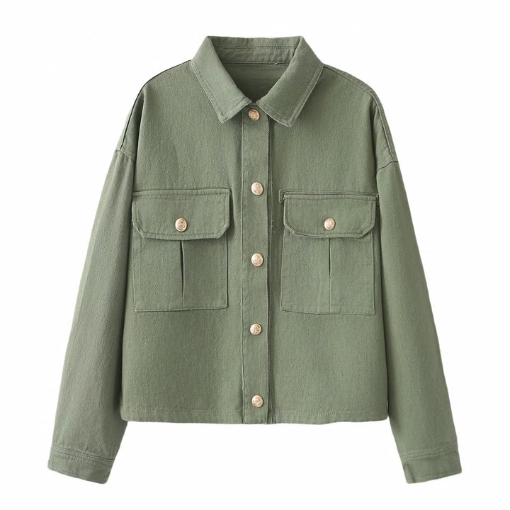 Damen Oversize-Utility-Jacke aus Twill mit aufgesetzten Brusttaschen Drune