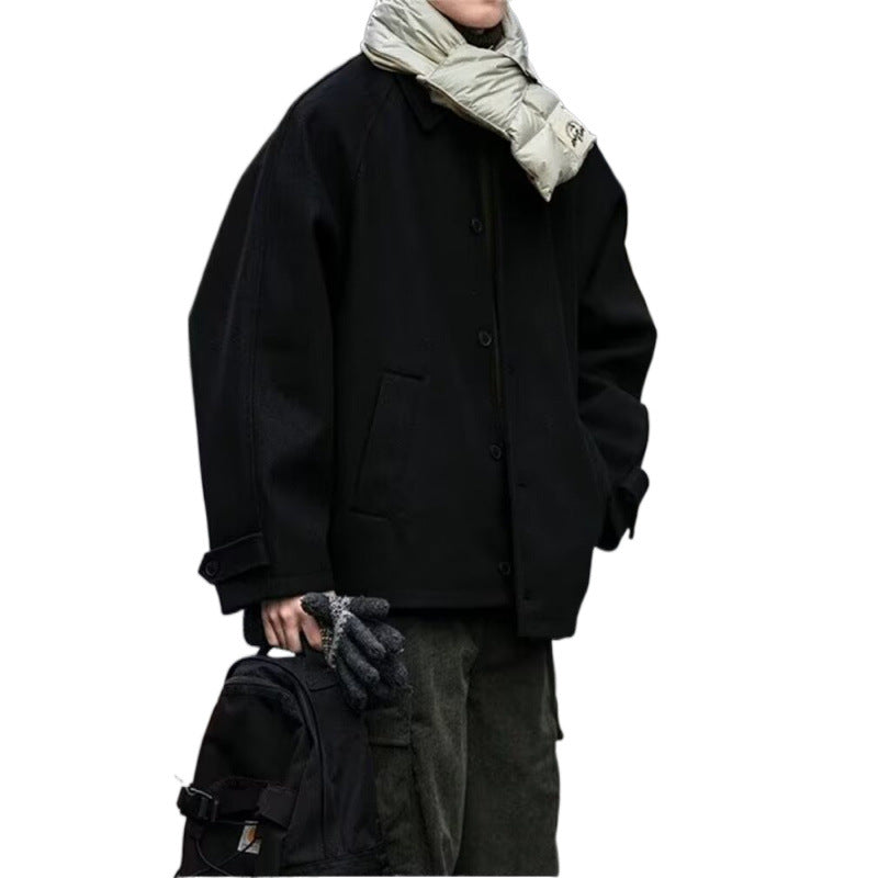 Herren modische Oversize-Jacke mit Knopfleiste und praktischen Taschen Drune