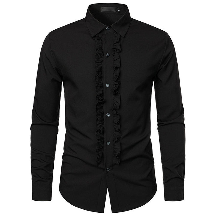 Herren elegantes Rüschenhemd mit modernem Schnitt Drune