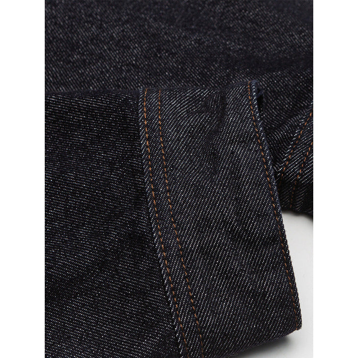 Herren Boxy-Denimjacke mit durchgehendem Reißverschluss, Brust-Reißverschlusstasche und Hemdkragen Drune