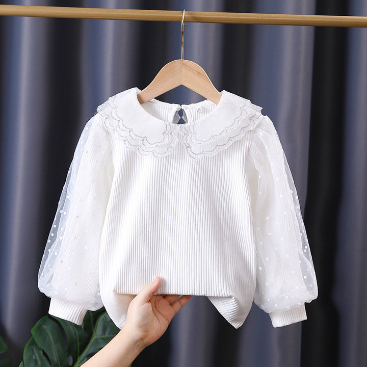 Damen gemütliches Sweatshirt mit transparenten Puffärmeln Drune