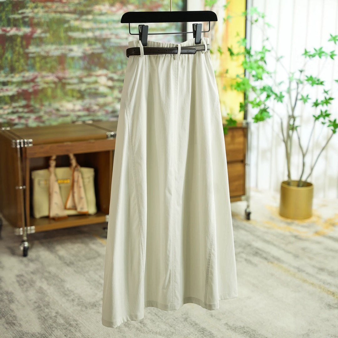 Damen Eleganter Maxirock mit Taillengürtel Drune