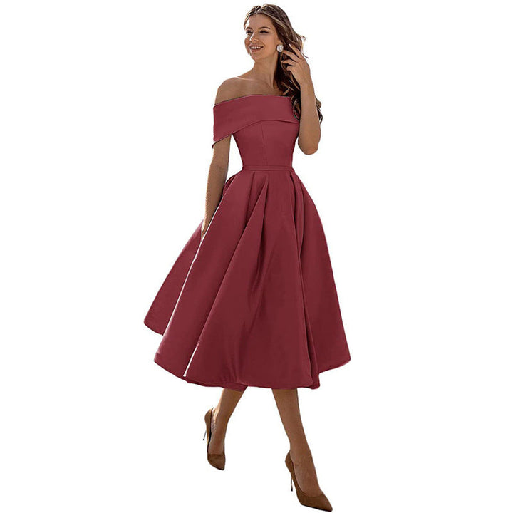 Drune | Vielseitiges Trägerloses Satin-Kleid Für Partys
