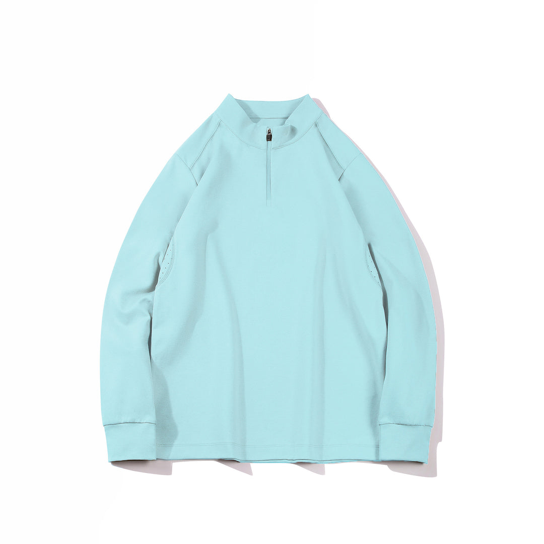 Herren Oversize Halbzip-Sweatshirt mit Stehkragen und seitlichen Reißverschlusstaschen Drune