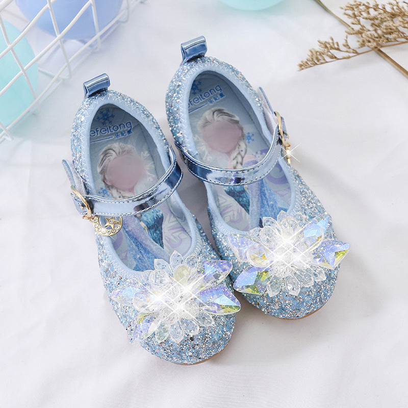 Mädchen Glitzernde Ballerina-Sandalen mit Blumenapplikationen Drune