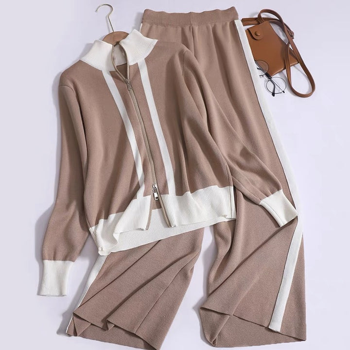 Damen Sportliches Strickensemble mit Reißverschluss Drune