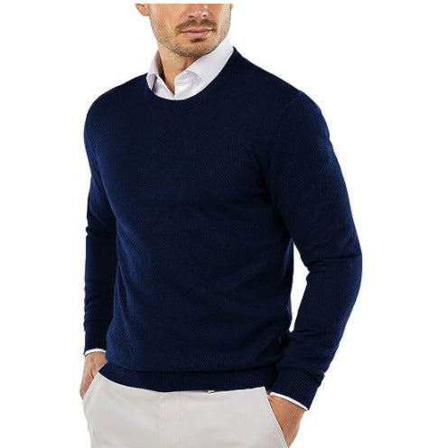 Herren eleganter Rundhals-Pullover aus feiner Baumwolle Drune