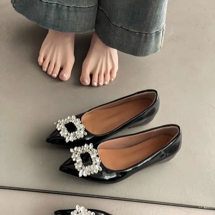 Damen elegante Ballerina-Schuhe mit funkelnder Strass-Applikation Drune