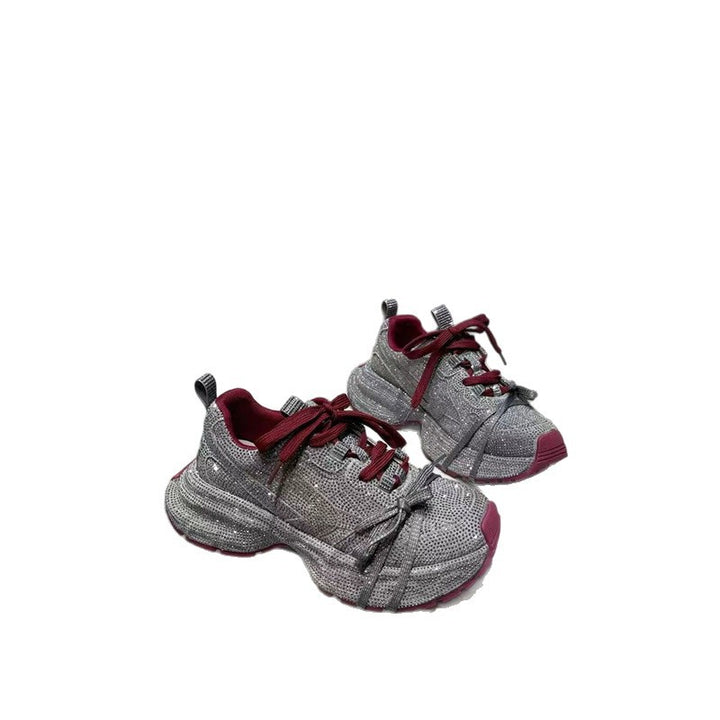Damen Chunky Plateau-Sneaker mit gewellter Profilsohle und glitzernder Mesh-Optik Drune
