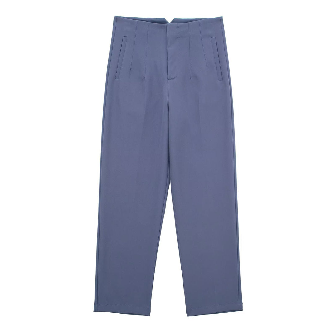 Damen Hochtaillierte tapered Anzughose mit Bügelfalte und Paspeltaschen Drune