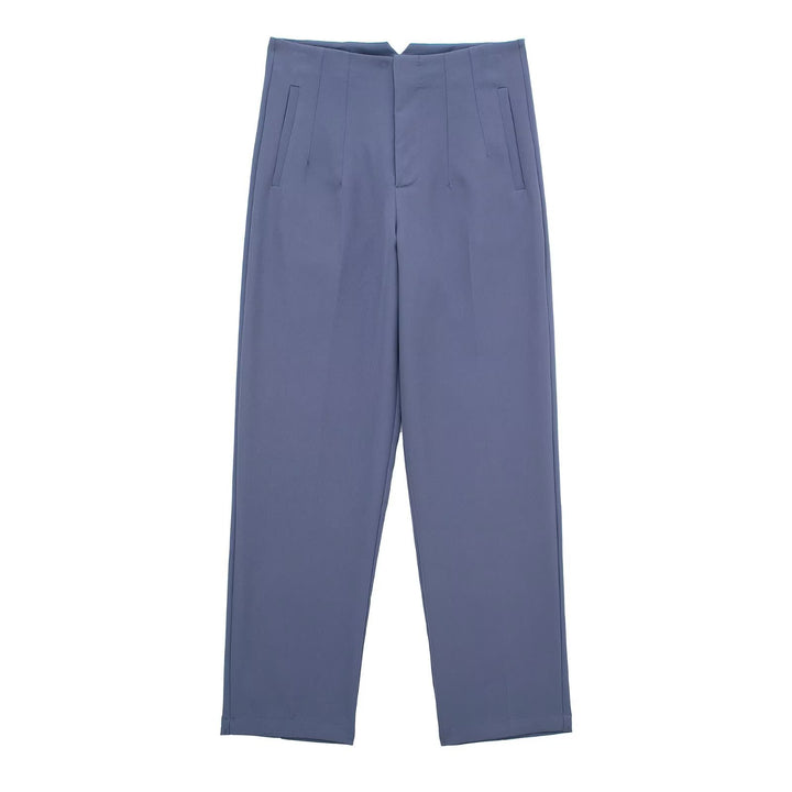 Damen Hochtaillierte tapered Anzughose mit Bügelfalte und Paspeltaschen Drune
