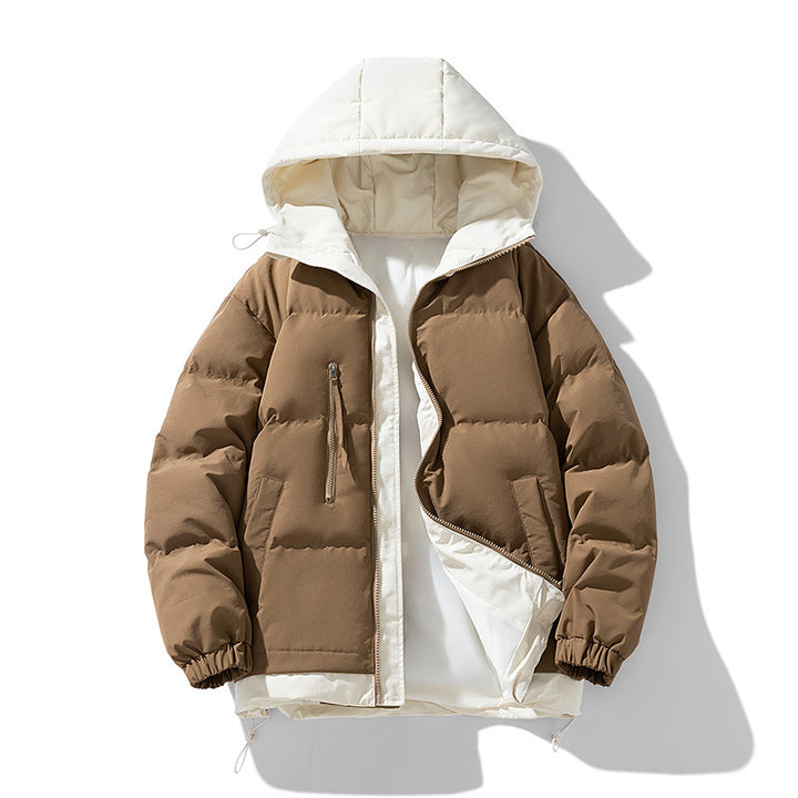 Unisex  reversible insulated hooded puffer jacket with zip utility pockets Drune