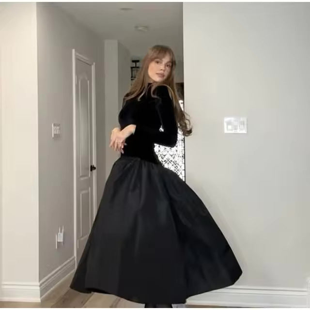 Damen Eleganter Maxirock mit voluminösem Schnitt und luxuriösem Satin-Finish Drune
