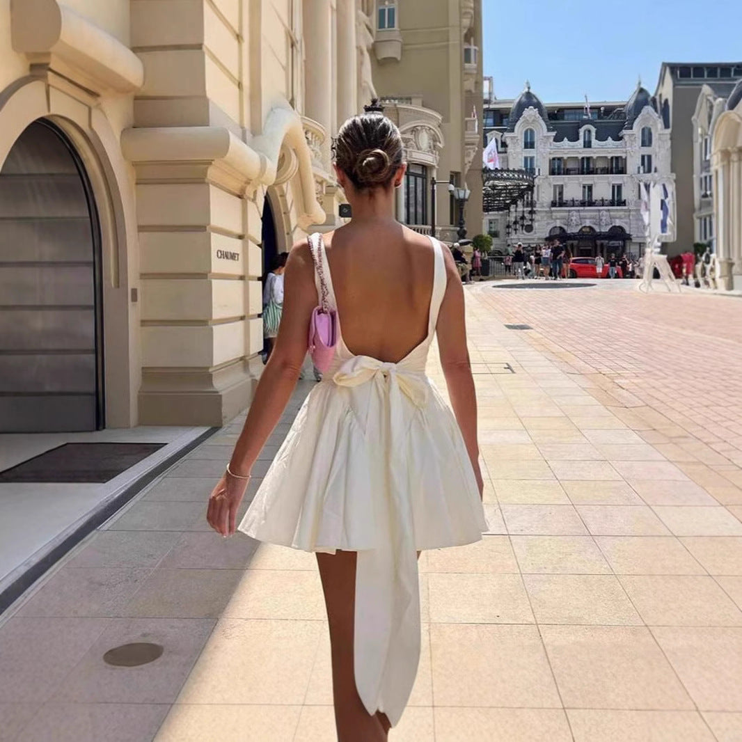 Damen Verspielt geschnittenes Minikleid mit quadratischem Ausschnitt und ausgestelltem Rock Drune