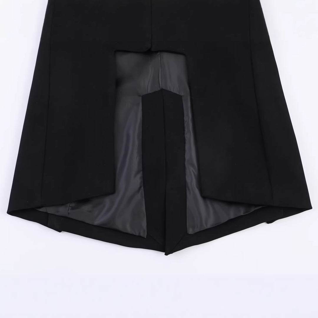 Damen Zweireihiger Blazer mit Schwalbenschwanz‑Saum und Cut‑Out‑Detail Drune