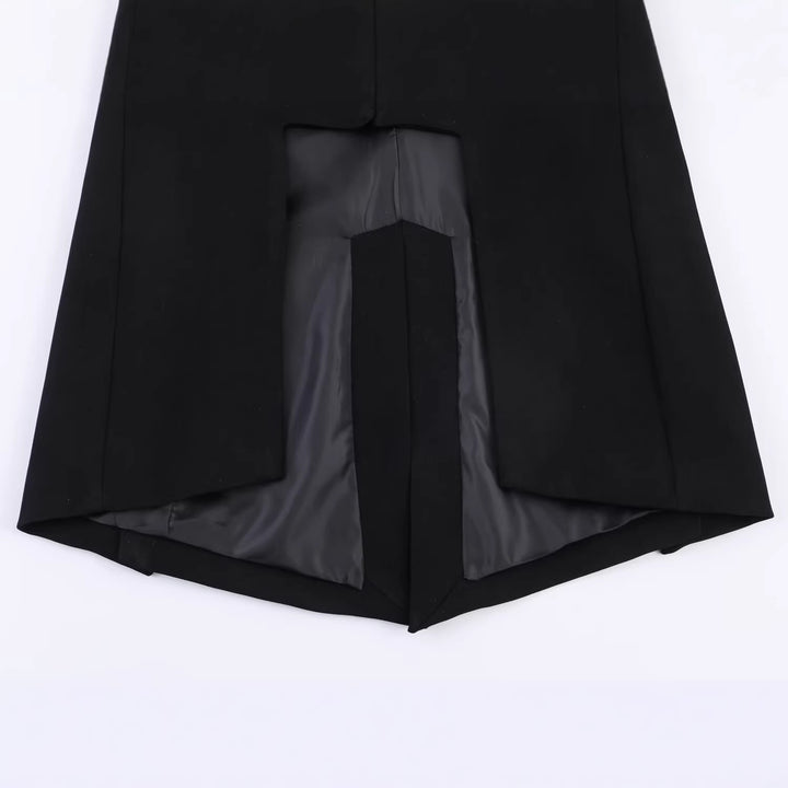 Damen Zweireihiger Blazer mit Schwalbenschwanz‑Saum und Cut‑Out‑Detail Drune