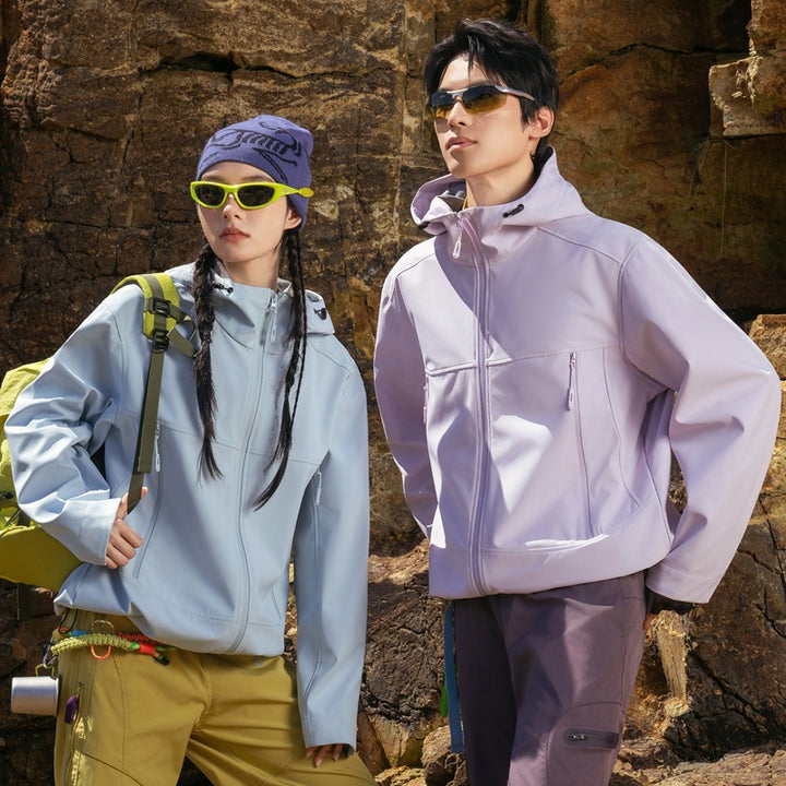 Herren Softshell-Outdoorjacke mit Kapuze, winddicht und wasserabweisend Drune