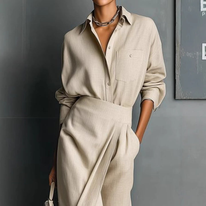 Damen Maxikleid mit asymmetrischem Schnitt und eleganten Falten Drune