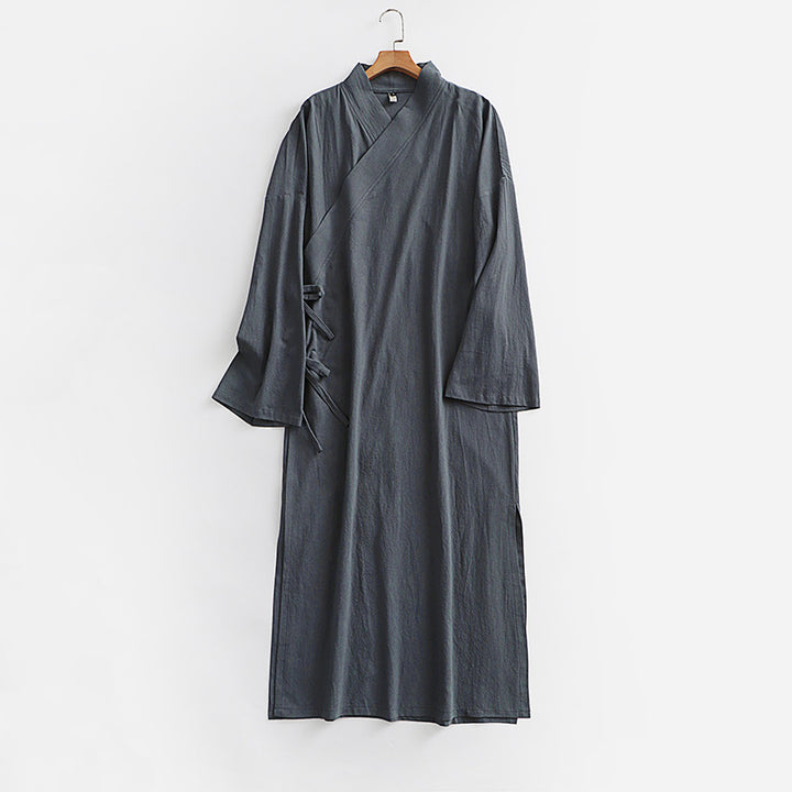 Unisex Langer Kimono-Mantel mit Bindeband, weitem Schnitt und minimalistischer Silhouette Drune