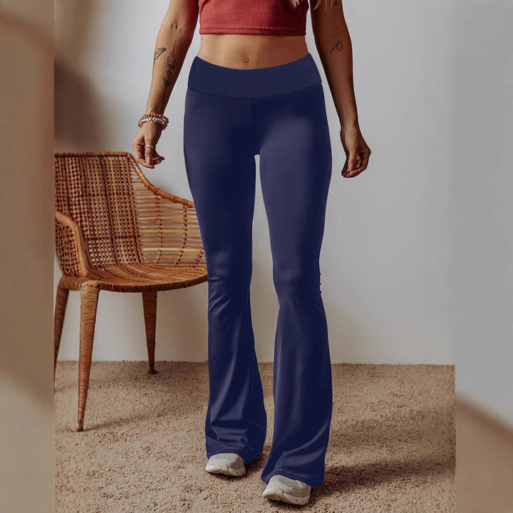 Damen High-Waist Flare-Hosen aus Stretch-Jersey mit weitem Schlag Drune