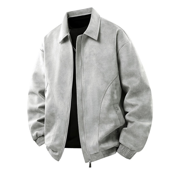 Herren Smarter Overshirt‑Bomber in Veloursleder‑Optik mit Zwei‑Wege‑Metallreißverschluss Drune