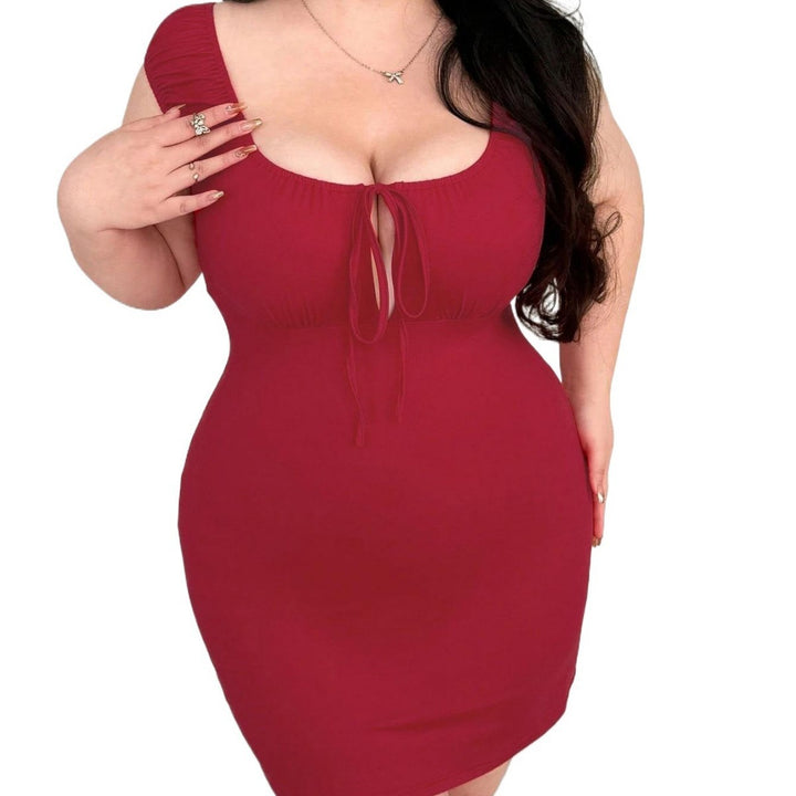 Damen figurbetontes Mini-Kleid mit raffiniertem Schnürdetail Drune