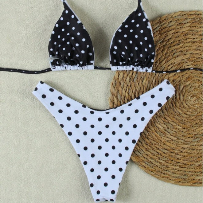 Damen Triangel-Bikini-Set mit modischem Punkte-Design Drune