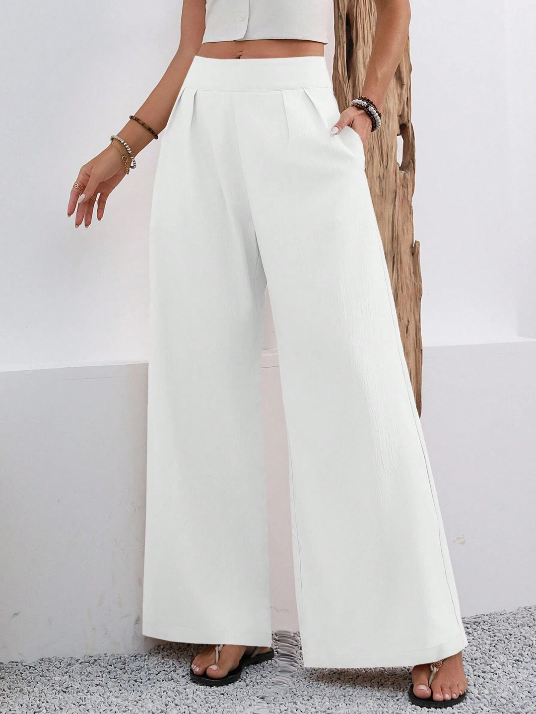Damen Elegante und weite Bundfaltenhose Drune