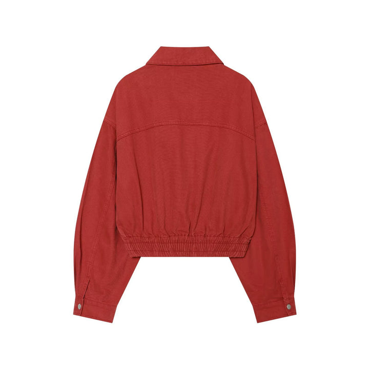 Damen Cropped Boxy‑Bomberjacke mit Hemdkragen, Reißverschluss und elastischem Saum Drune