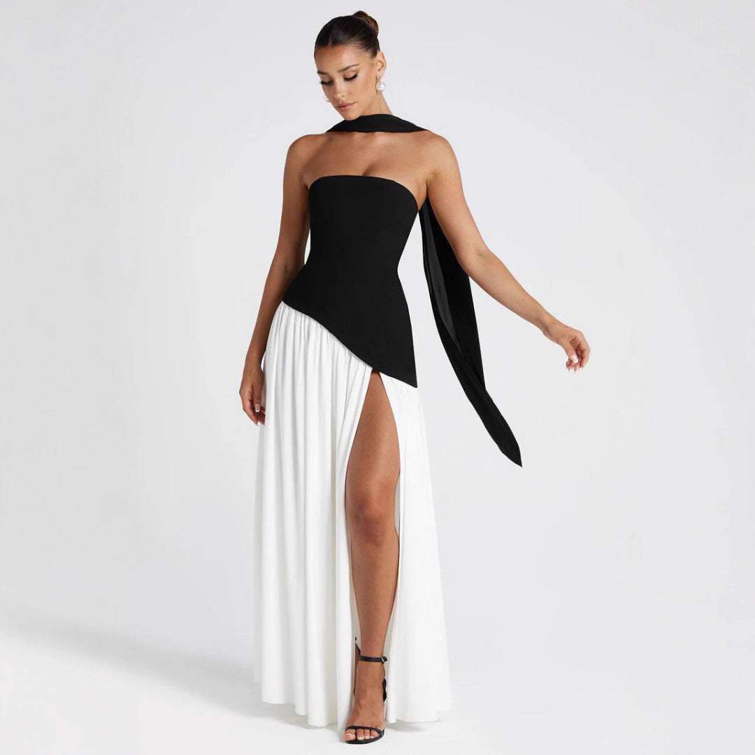 Damen Hochwertiges Abendkleid mit asymmetrischem Schnitt und elegantem Schlitz Drune