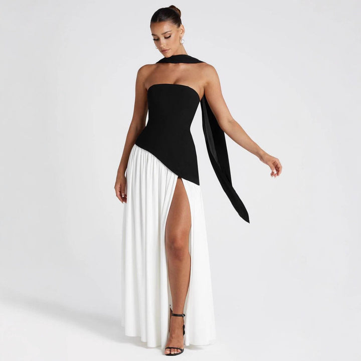 Damen Hochwertiges Abendkleid mit asymmetrischem Schnitt und elegantem Schlitz Drune