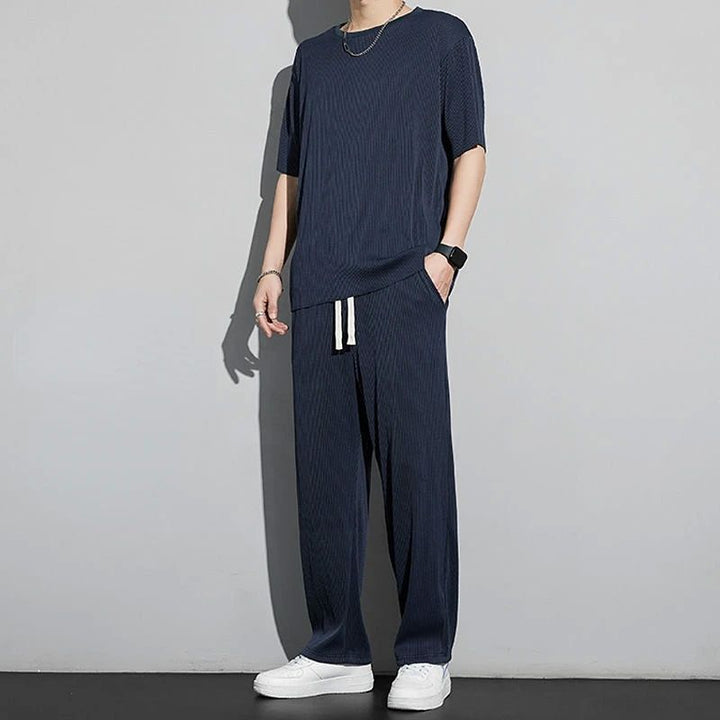 Herren Bequeme Freizeithose mit trendiger Streifenstruktur Drune
