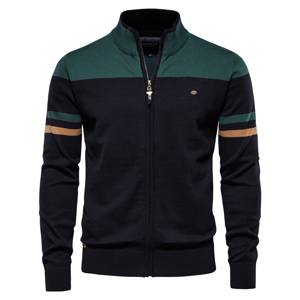 Herren sportliche Strickjacke mit hohem Kragen und Reißverschluss Drune