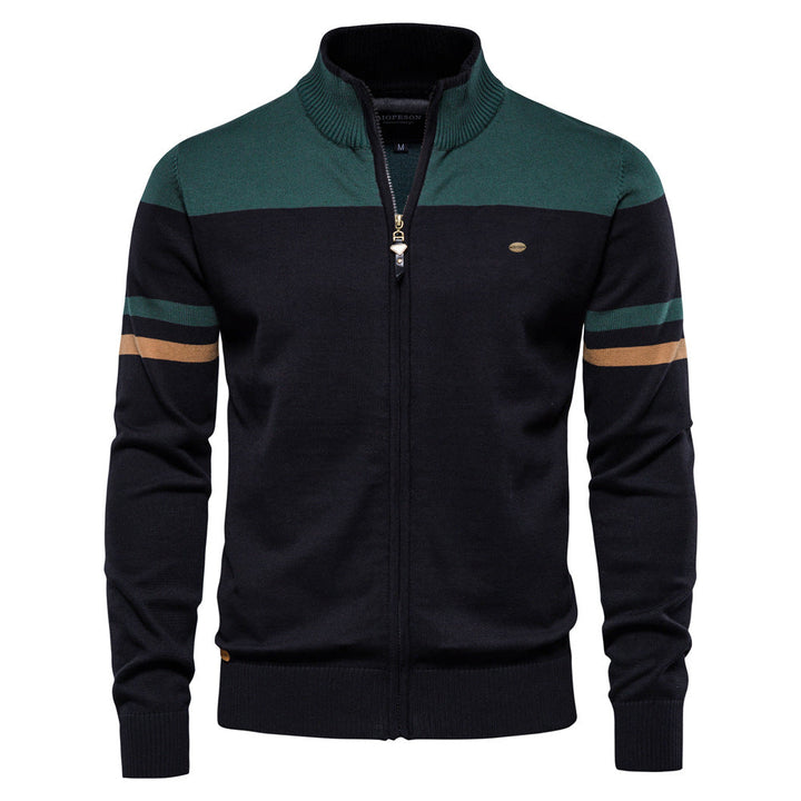 Herren sportliche Strickjacke mit hohem Kragen und Reißverschluss Drune