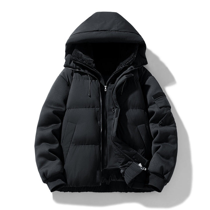 Herren urbaner Thermo-Steppblouson mit Teddyfutter, elastischem Saum und Kapuze Drune