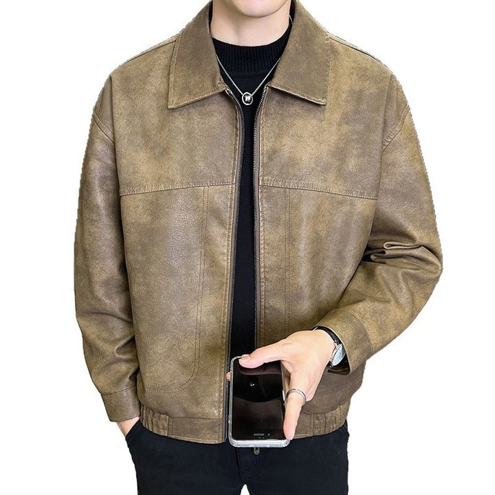 Herren Modische Jacke im Lederlook Drune
